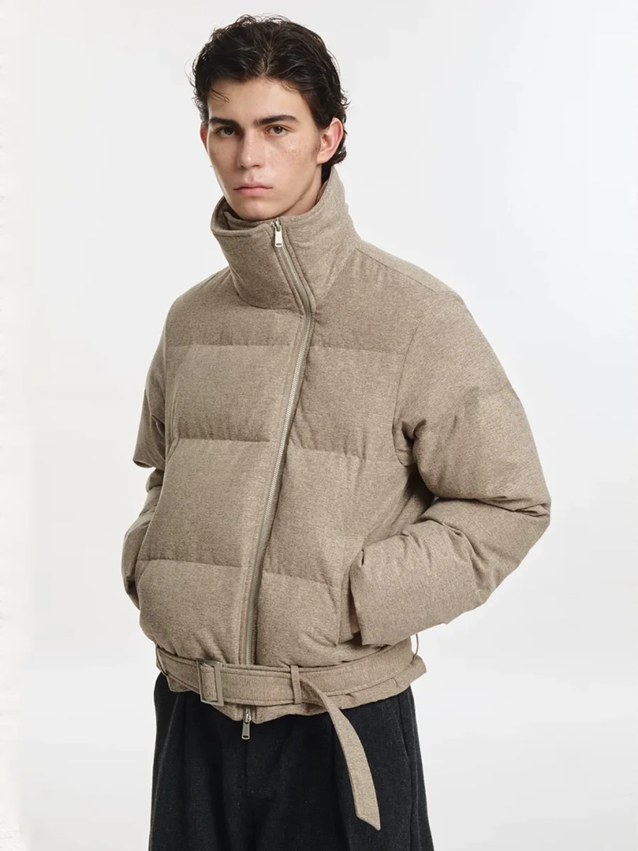KREATE | Asymmetric Zip Stand Collar Down Jacket - 3
