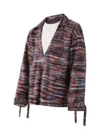 PasET | Gradient Striped Faux-Layered Knit Cardigan