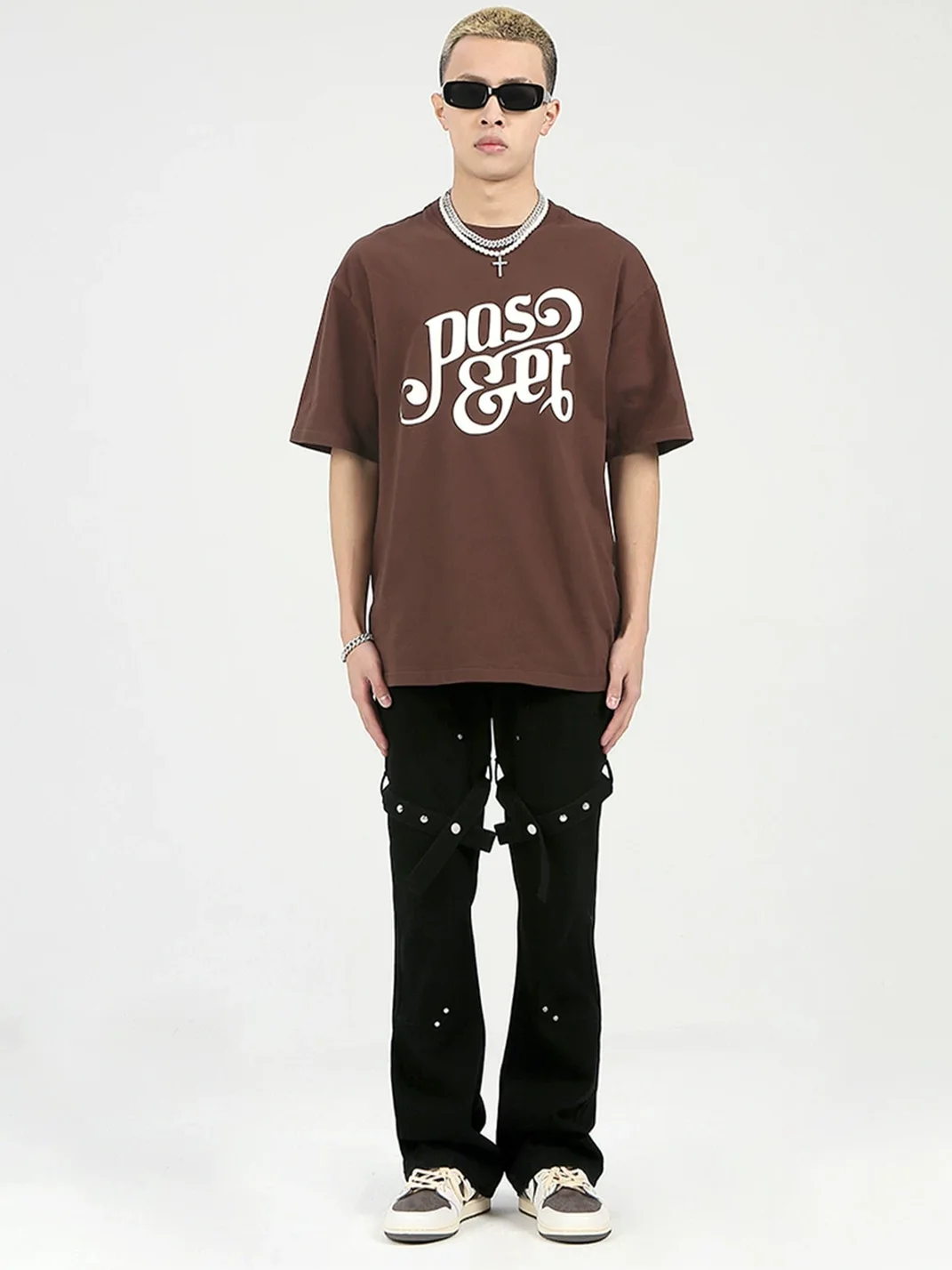 PasET | Black Slim-Fit Slightly Flared Strap Jeans