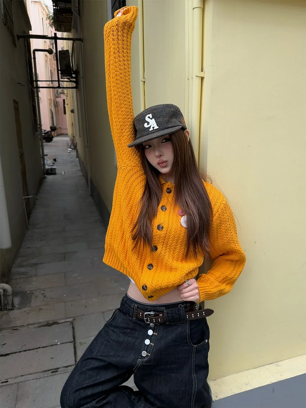 SANB | Retro Flat-Brim Herringbone Hat