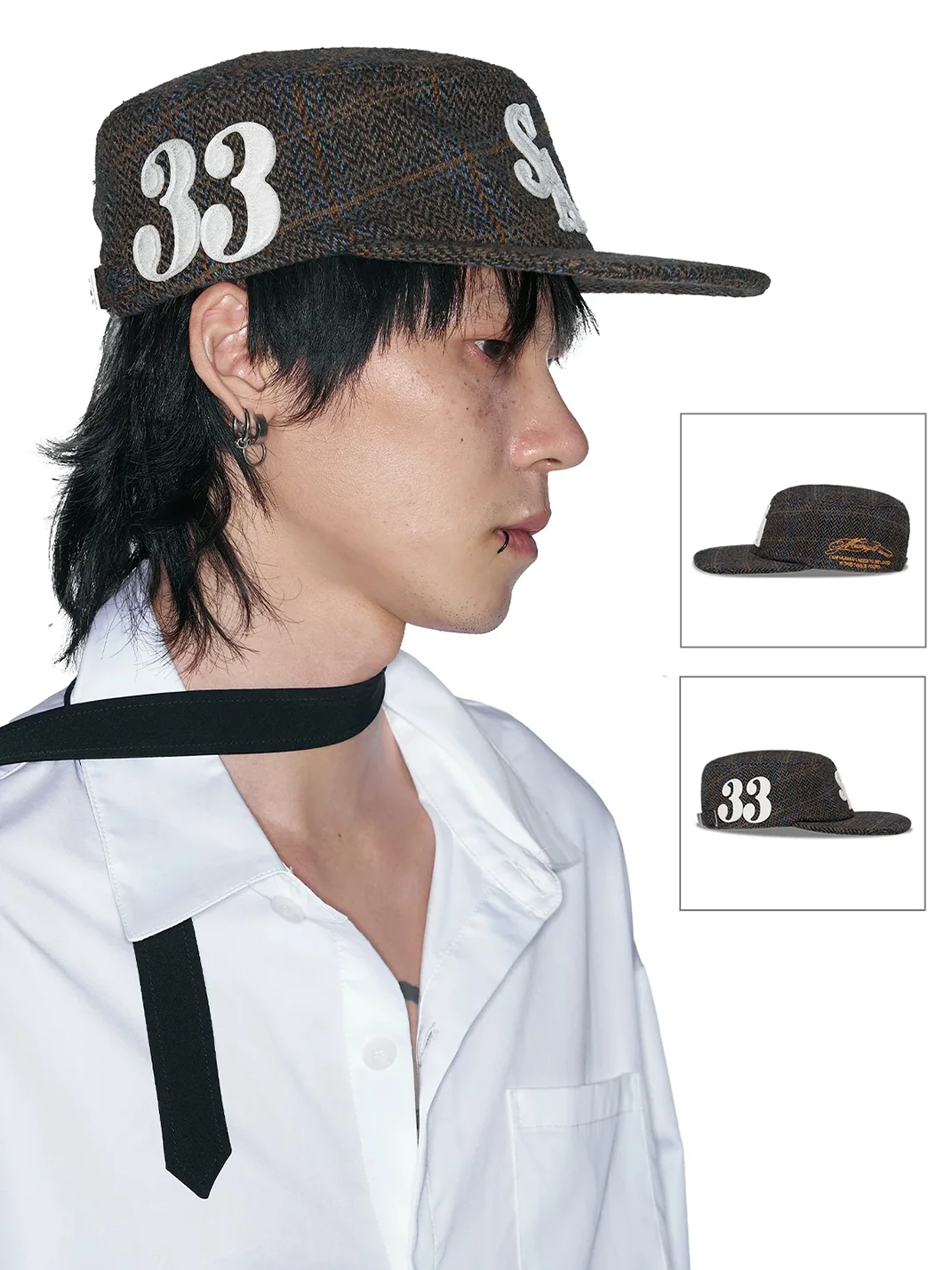 SANB | Retro Flat-Brim Herringbone Hat