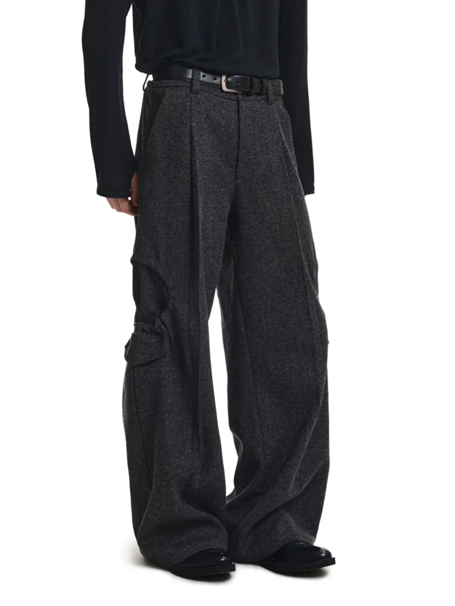 KREATE | Loose Subtle-Pattern Draped Pocket Trousers - 4