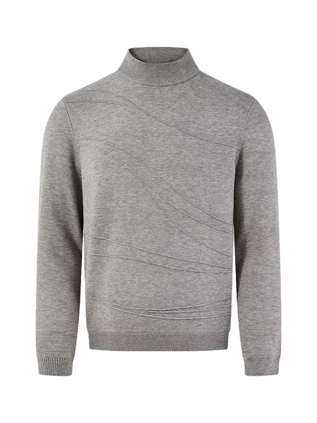 KREATE | Curved Jacquard Mock Neck Knit Sweater