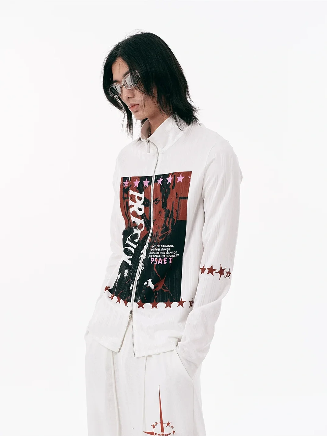 PasET | Slim Fit Portrait Print Zip-Up Jacket