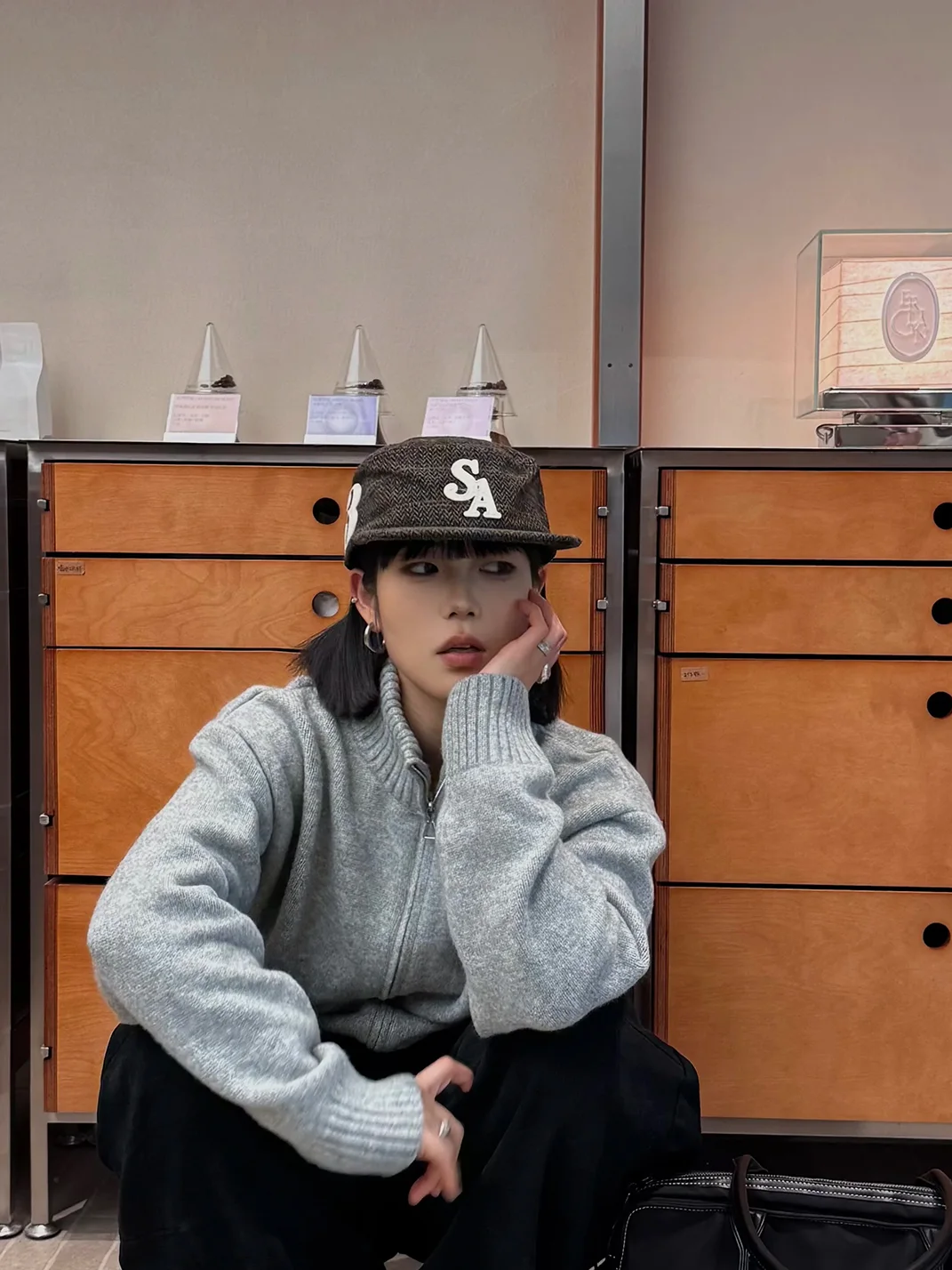 SANB | Retro Flat-Brim Herringbone Hat