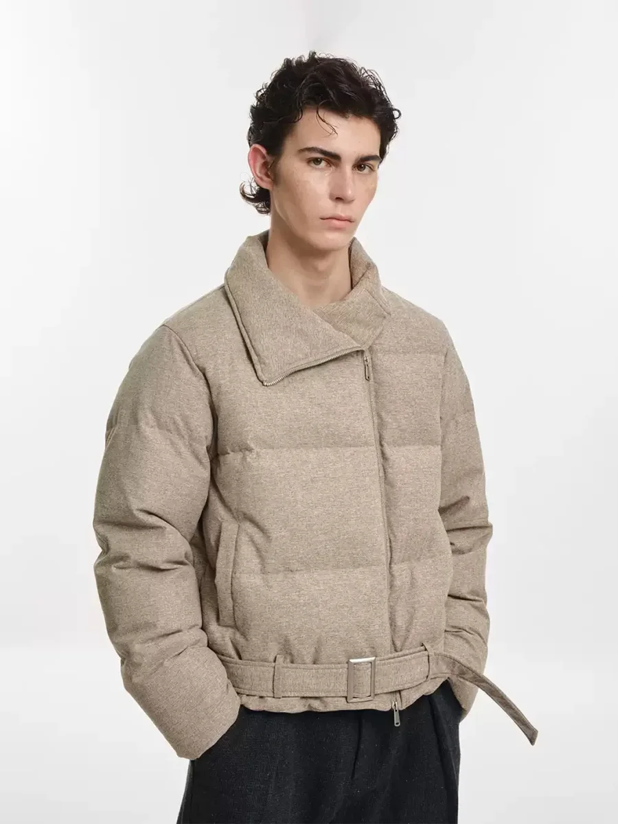 KREATE | Asymmetric Zip Stand Collar Down Jacket - 2