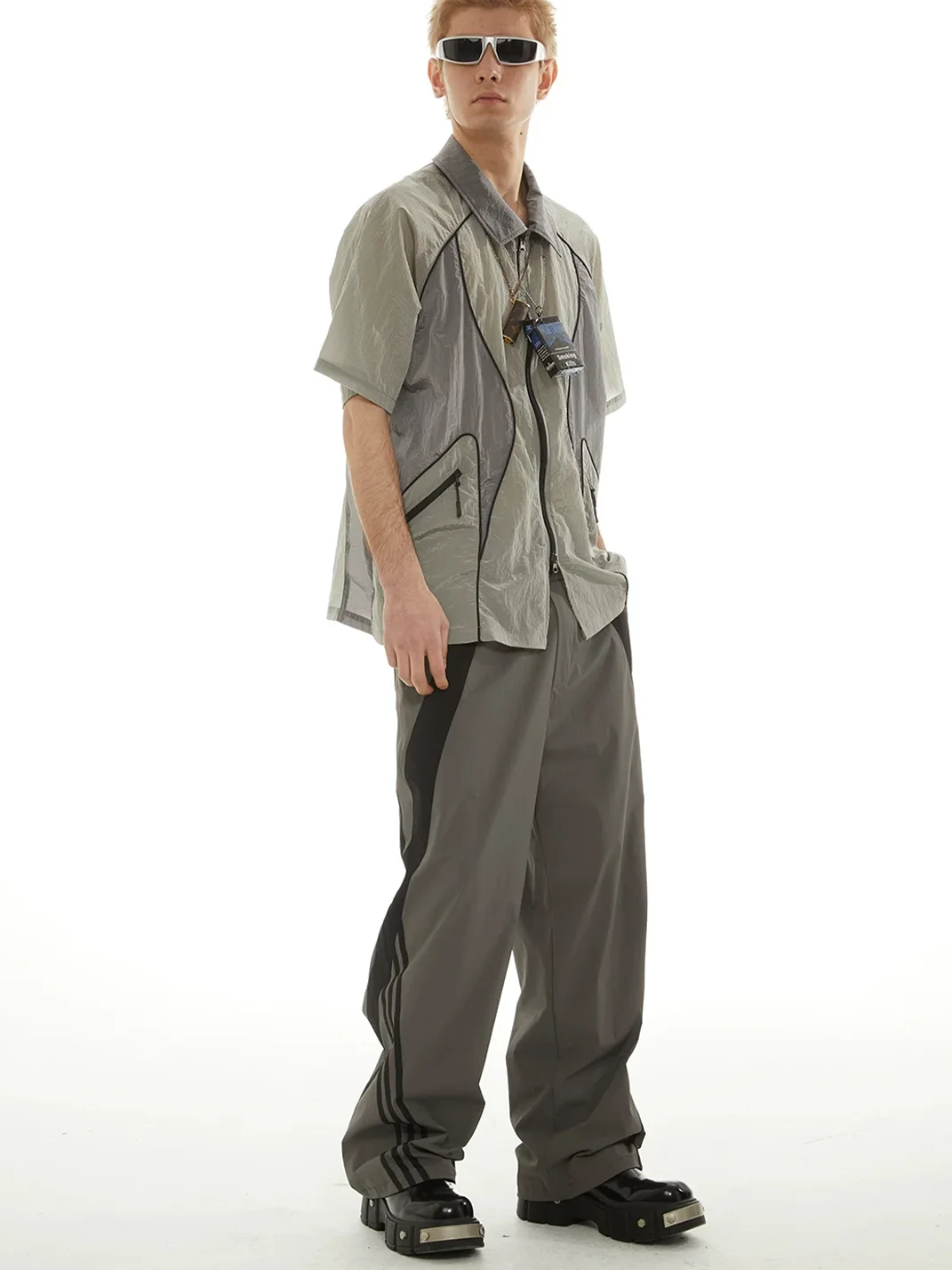 PasET | Loose Straight-Leg Striped Quick-Dry Pants