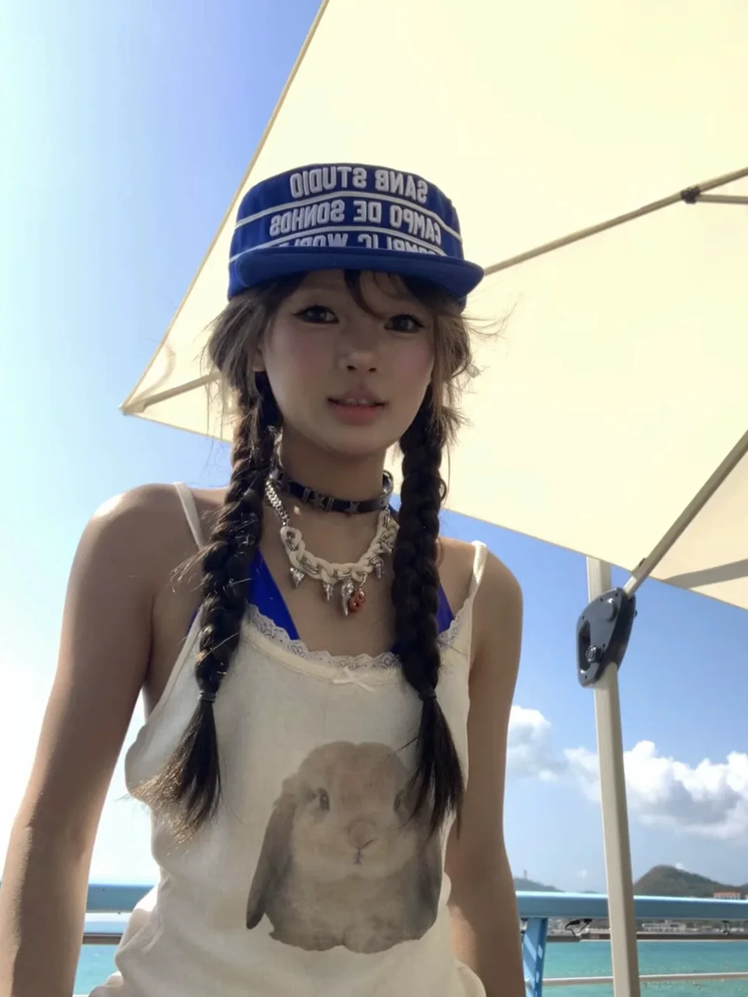 SANB | Blue Embroidered Flat Brim Cap