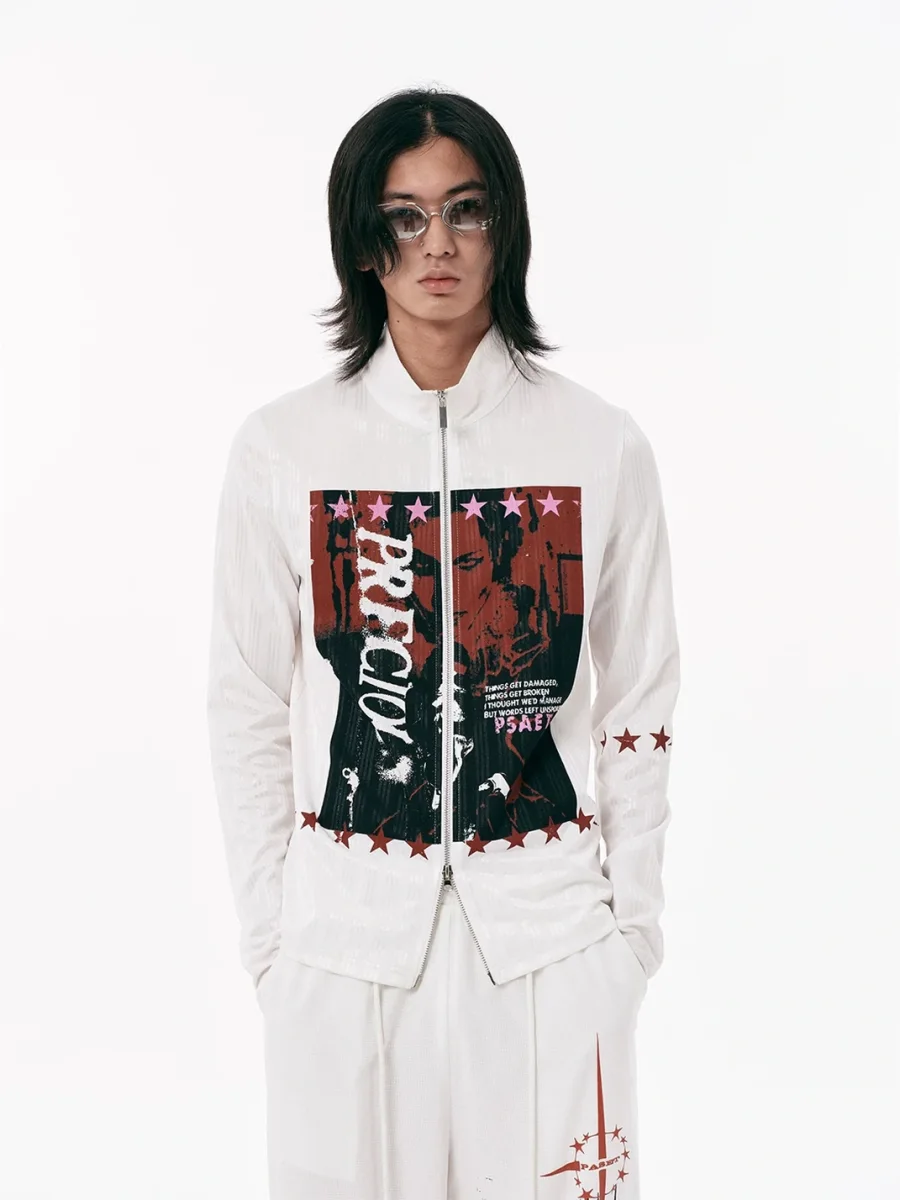 PasET | Slim Fit Portrait Print Zip-Up Jacket - 2