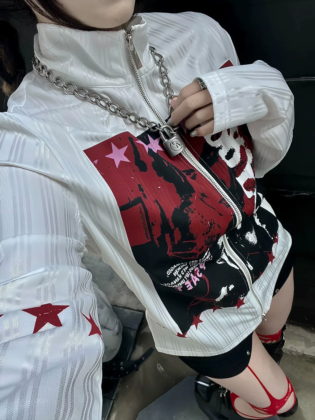 PasET | Slim Fit Portrait Print Zip-Up Jacket