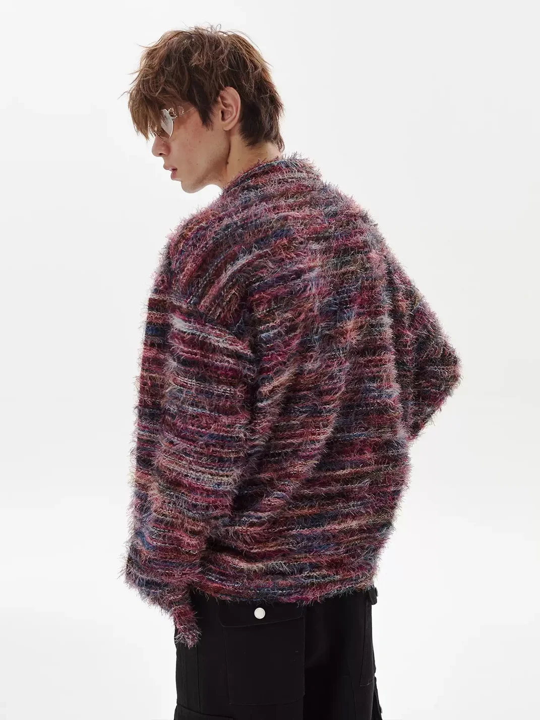PasET | Gradient Striped Faux-Layered Knit Cardigan