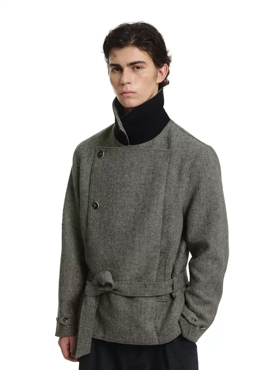 KREATE | Herringbone Double-Breasted Belted Wool-Blend Jacket - 2