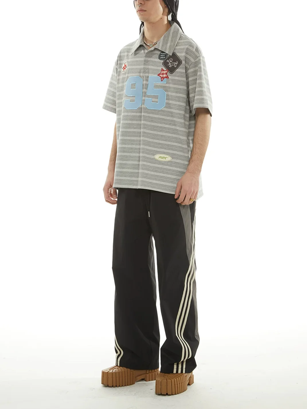 PasET | Loose Straight-Leg Striped Quick-Dry Pants