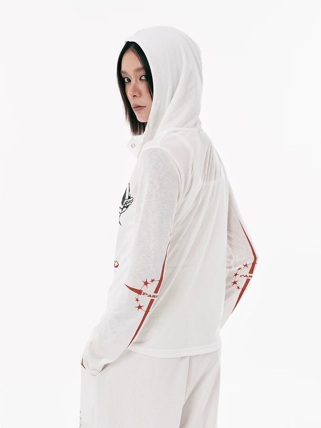 PasET | Hooded Slim Fit Printed Long Sleeve T-Shirt