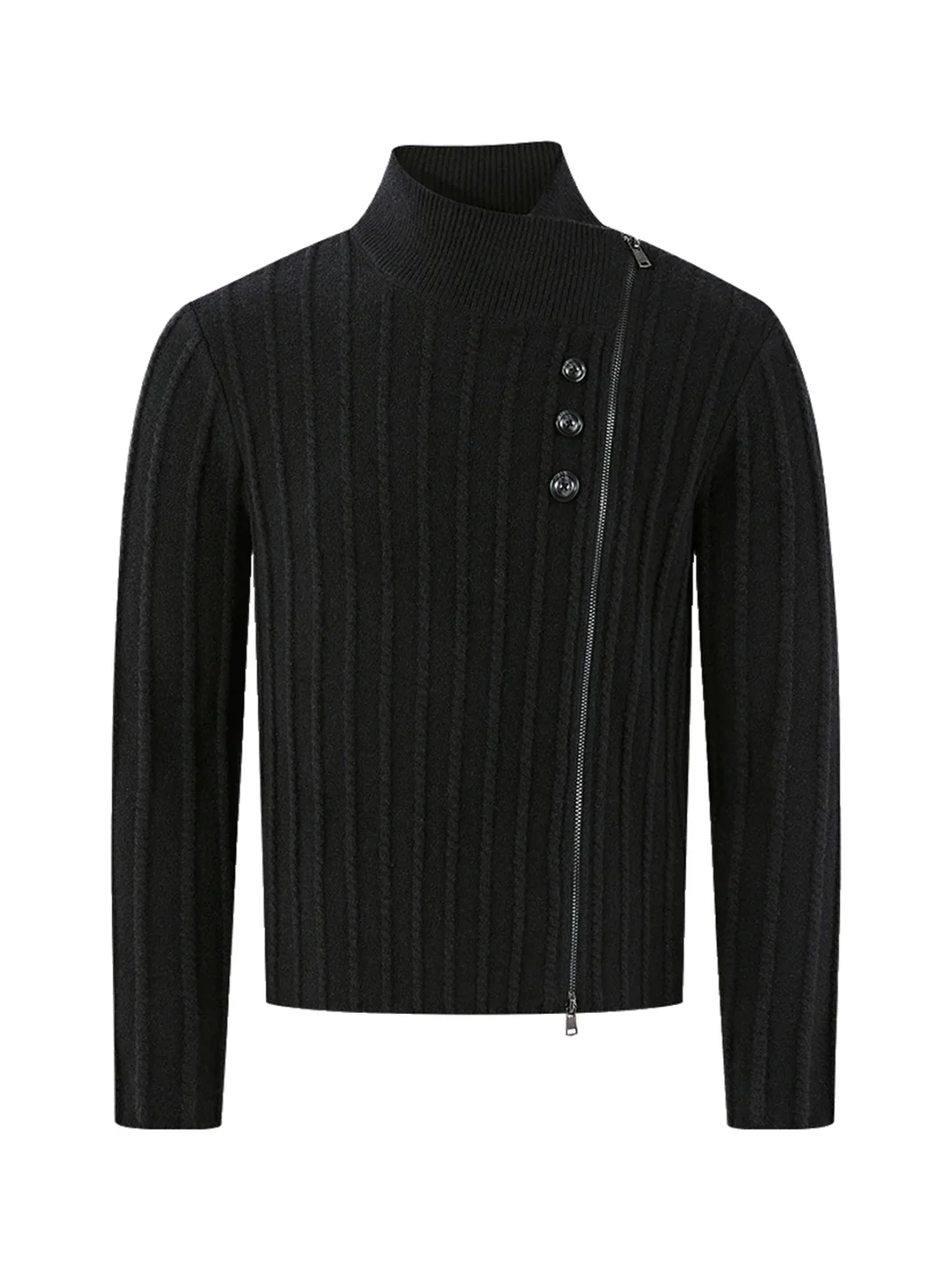 KREATE | Asymmetric Zip Cable Knit Sweater Jacket