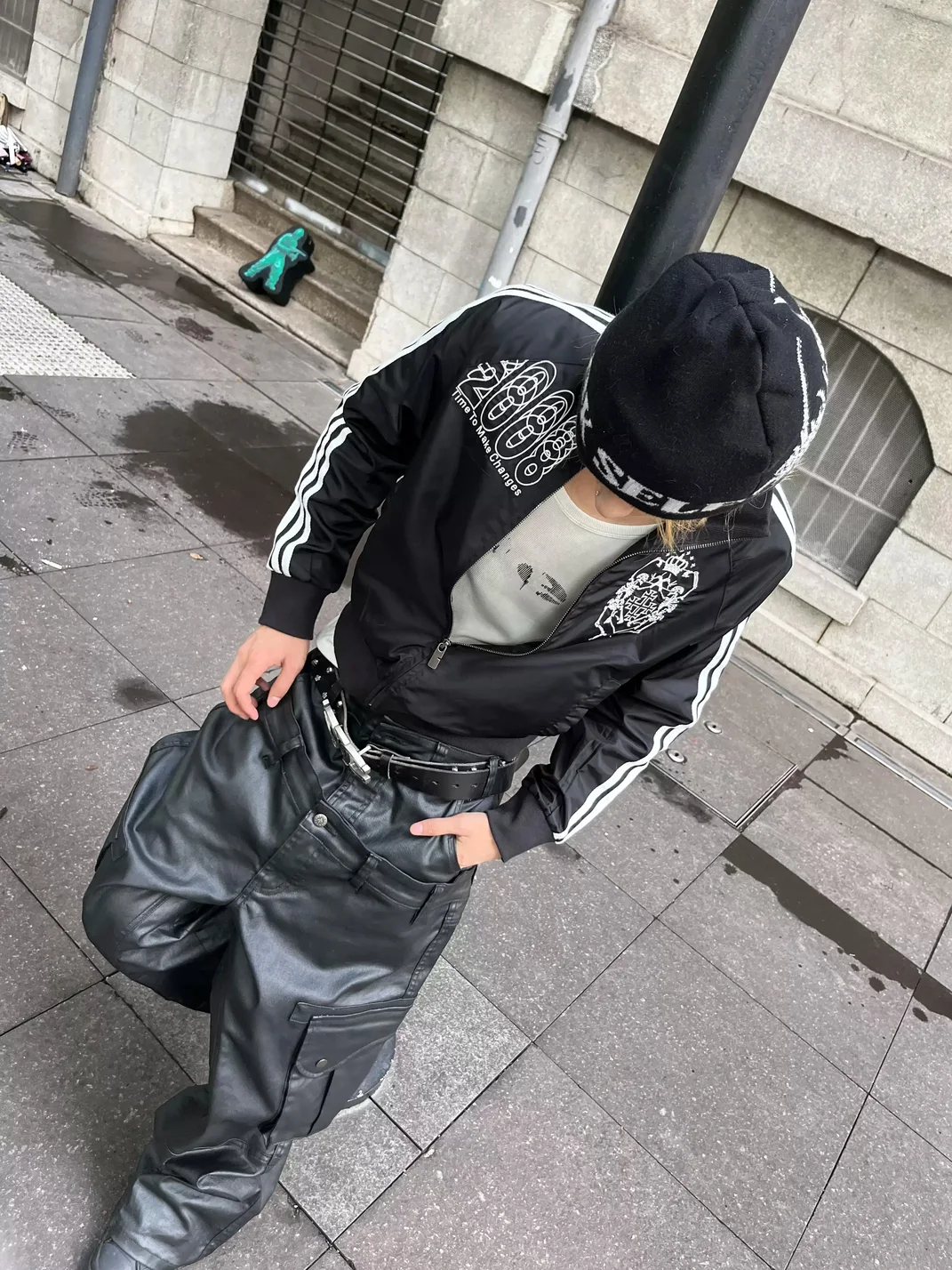 4AMSTUDIO | Black Skull Stand-Collar Zip Jacket