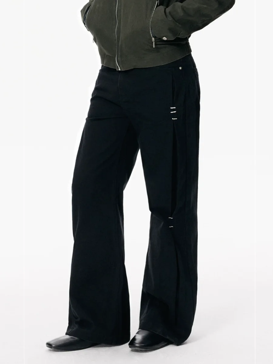 KREATE | Washed Black Pleated A-Line Flared Jeans - 4