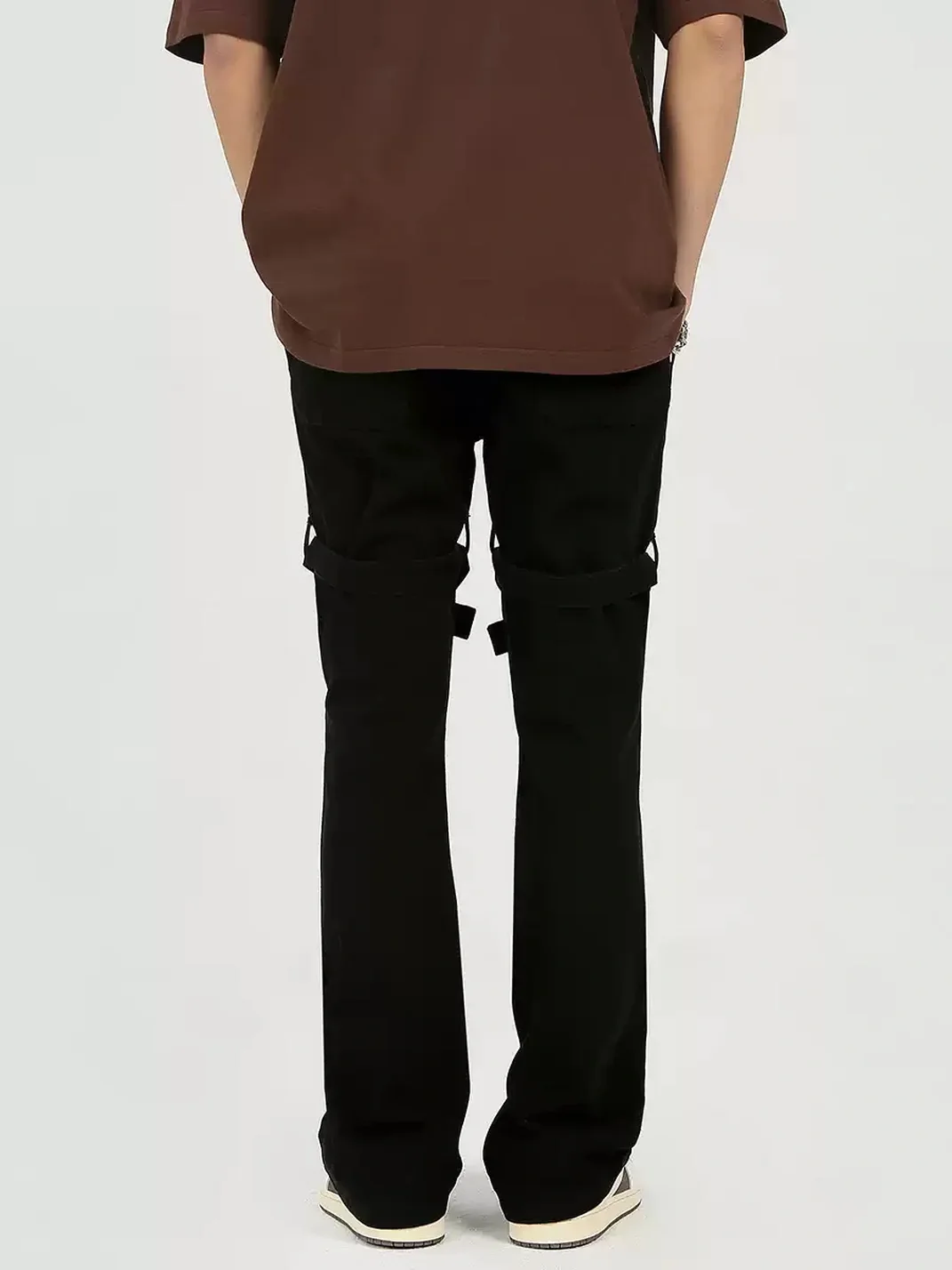 PasET | Black Slim-Fit Slightly Flared Strap Jeans