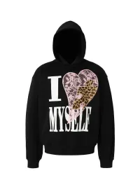 YADcrew | Relaxed Leopard Puzzle Heart Graphic Hoodie