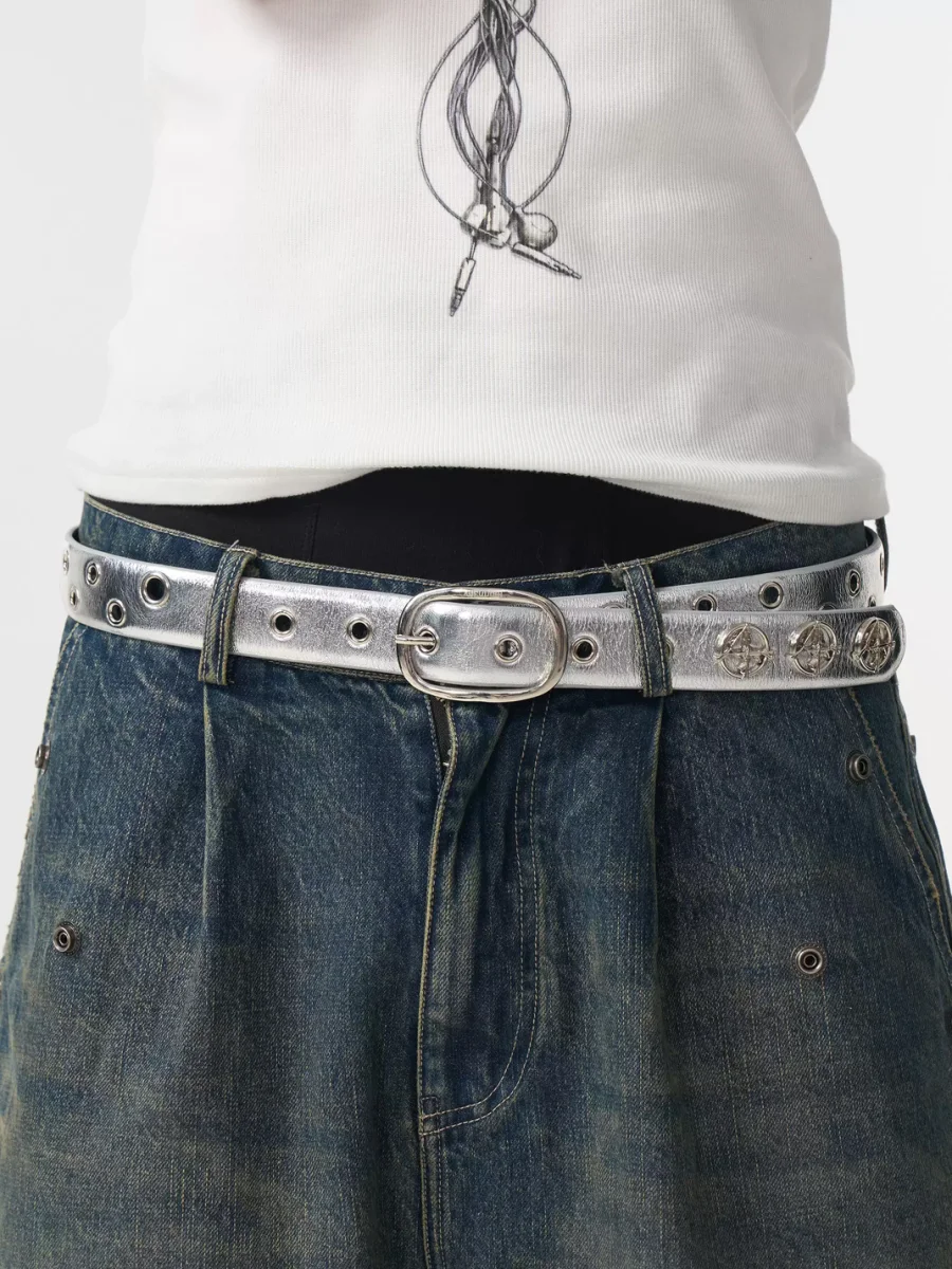 Fourth3ex | Silver Three-Gun PU Belt - 2