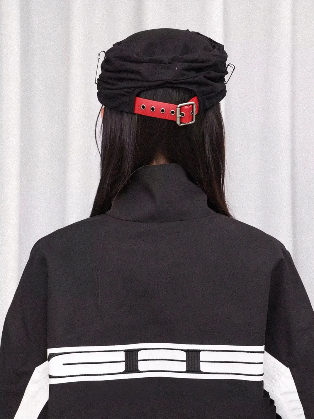 DETW | Studded Safety Pin Pleated Distressed Flat Top Hat