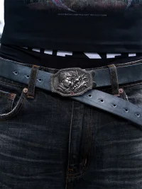 VOWPROGRESS | Textured Leather Belt With Silver-Plated Brass Buckle