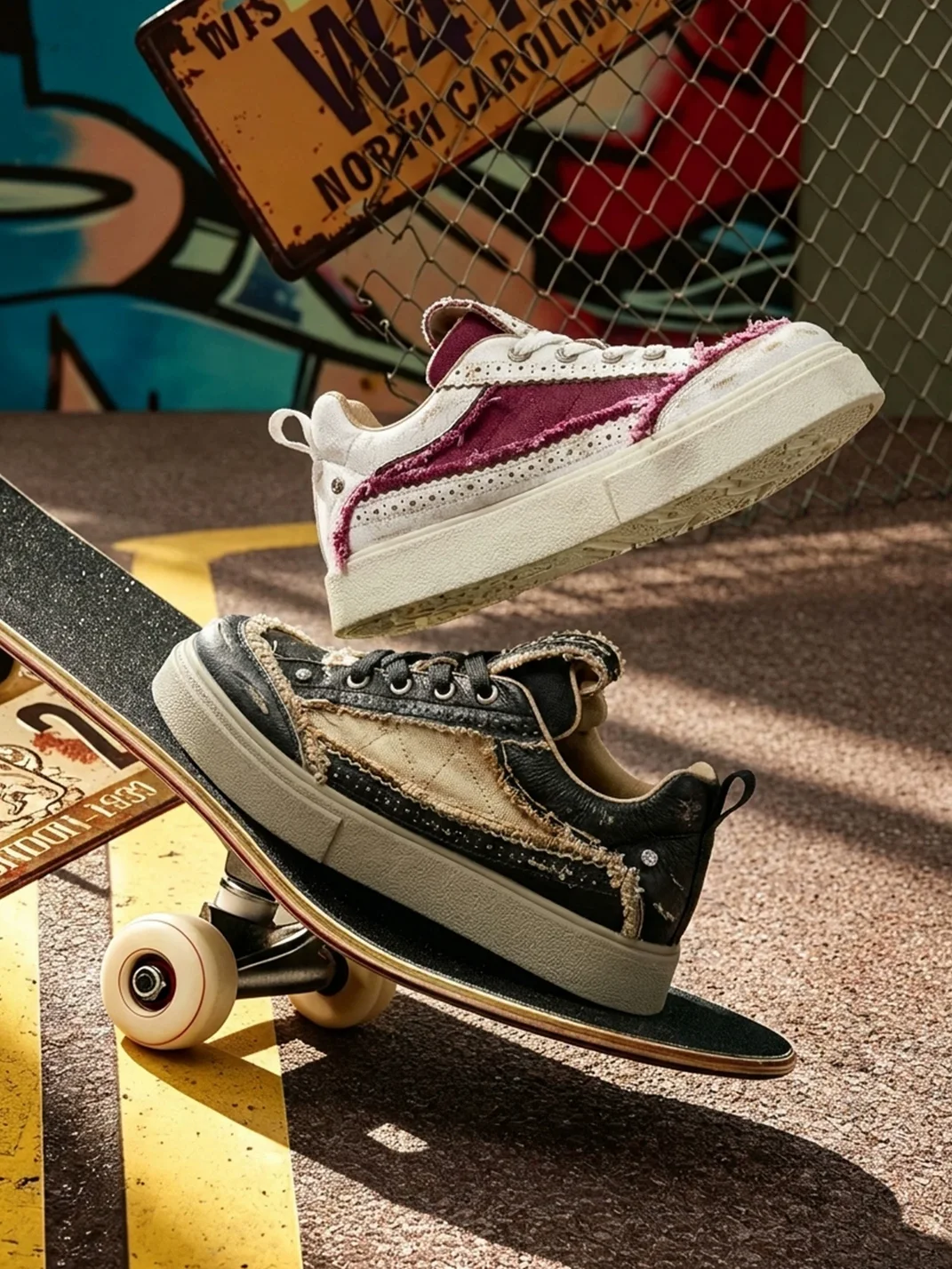 XMZY | Distressed Platform Skate Sneakers