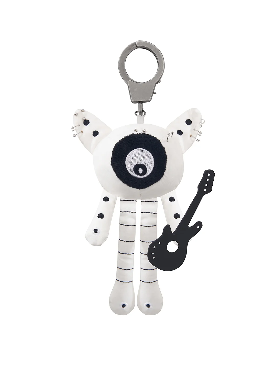 Imdelusion | Studded Black And White Polka Dot Plush Keychain