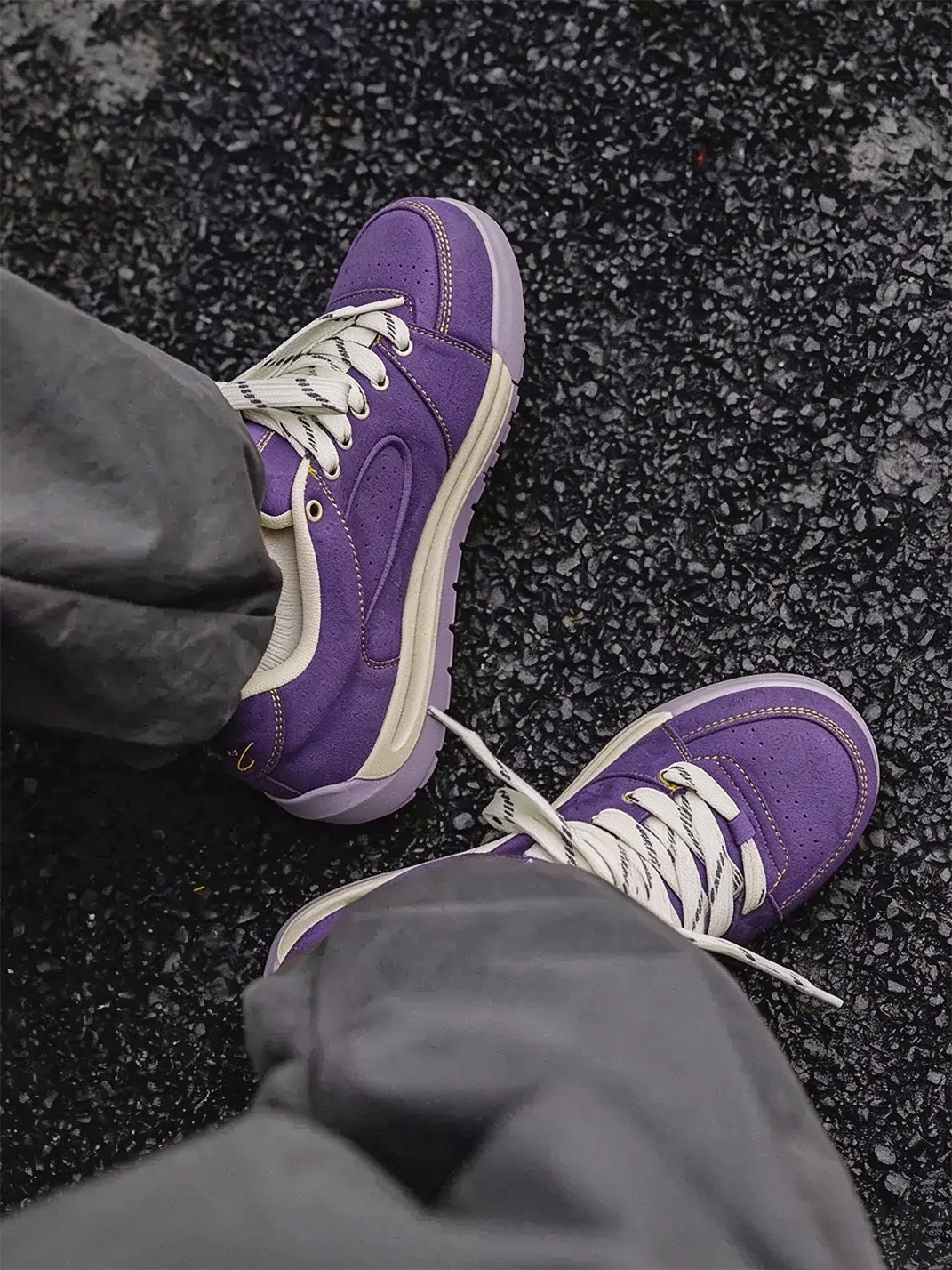 Mule Donkey | Purple Retro Thick-Soled Skate Sneakers