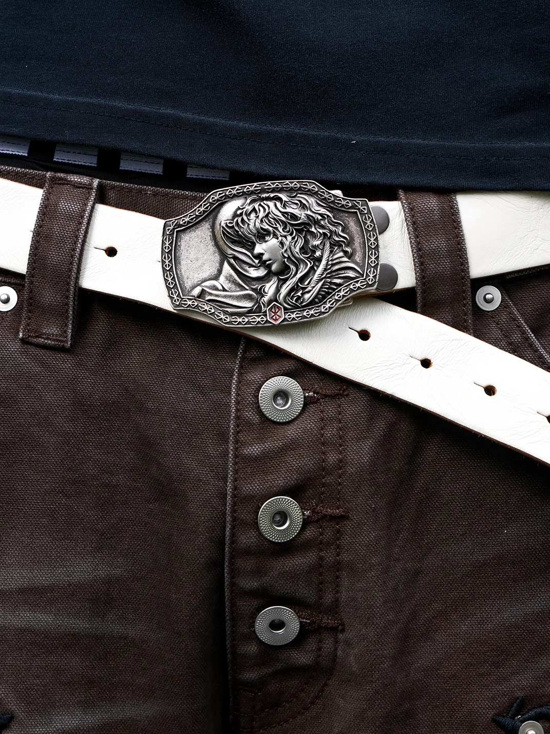 VOWPROGRESS | Textured Leather Belt With Silver-Plated Brass Buckle