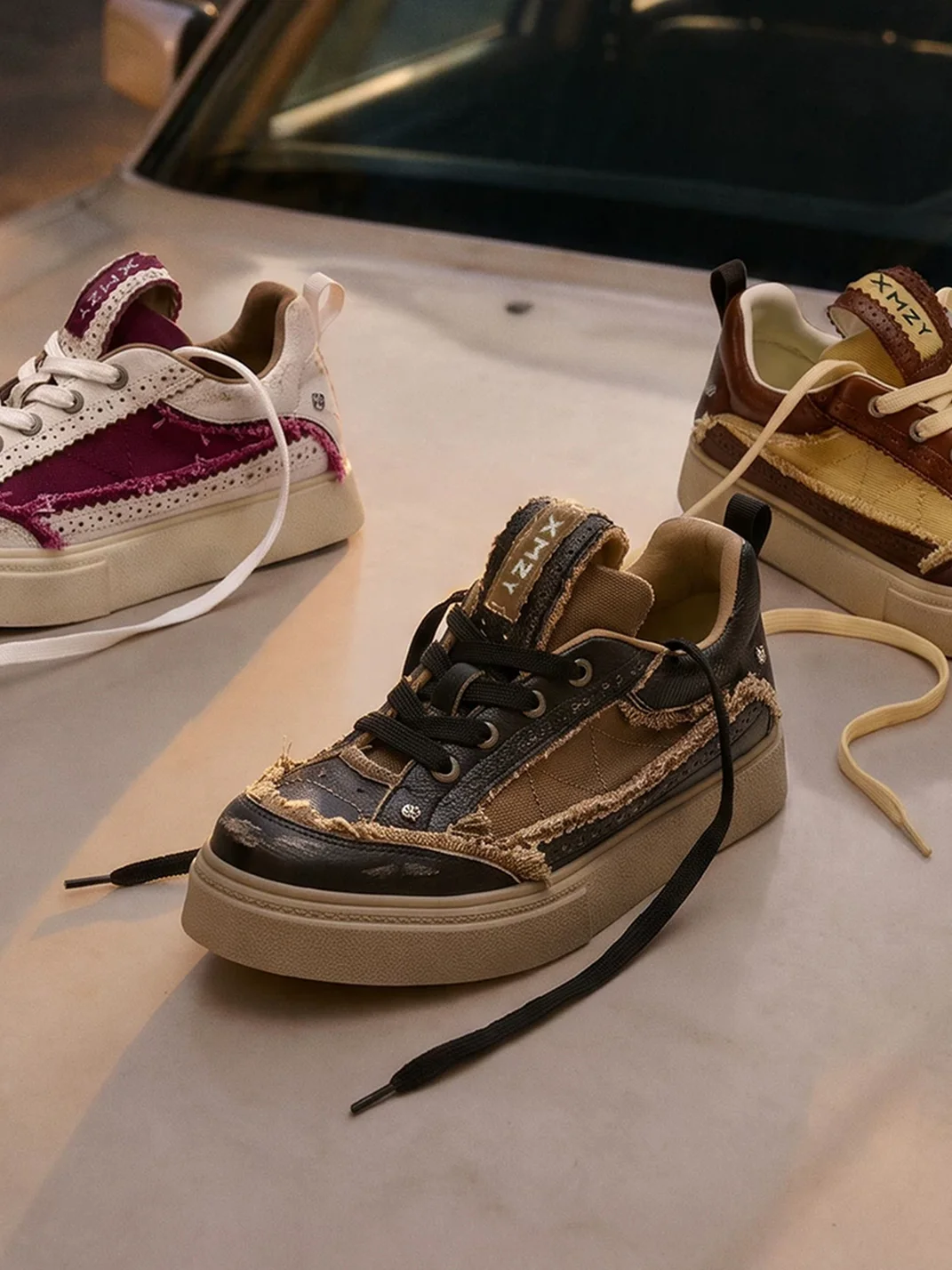 XMZY | Distressed Platform Skate Sneakers