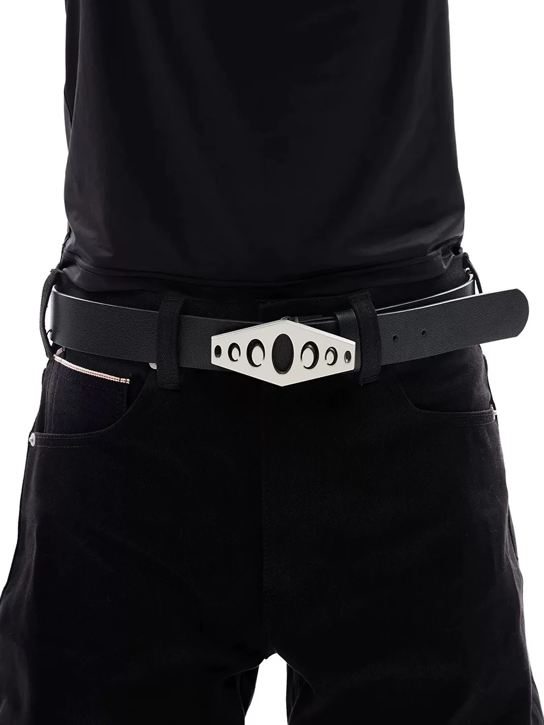 KARMANISTIC | Polka Dot Rhinestone Logo Leather Belt