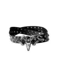 DARKRTPTS | Distressed Ram Skull Studded Leather Belt