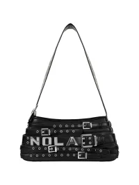 NOLA | Wide Strap Studded Belt Design Crossbody Handbag