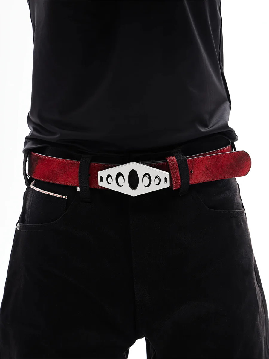 KARMANISTIC | Polka Dot Rhinestone Logo Leather Belt - 2