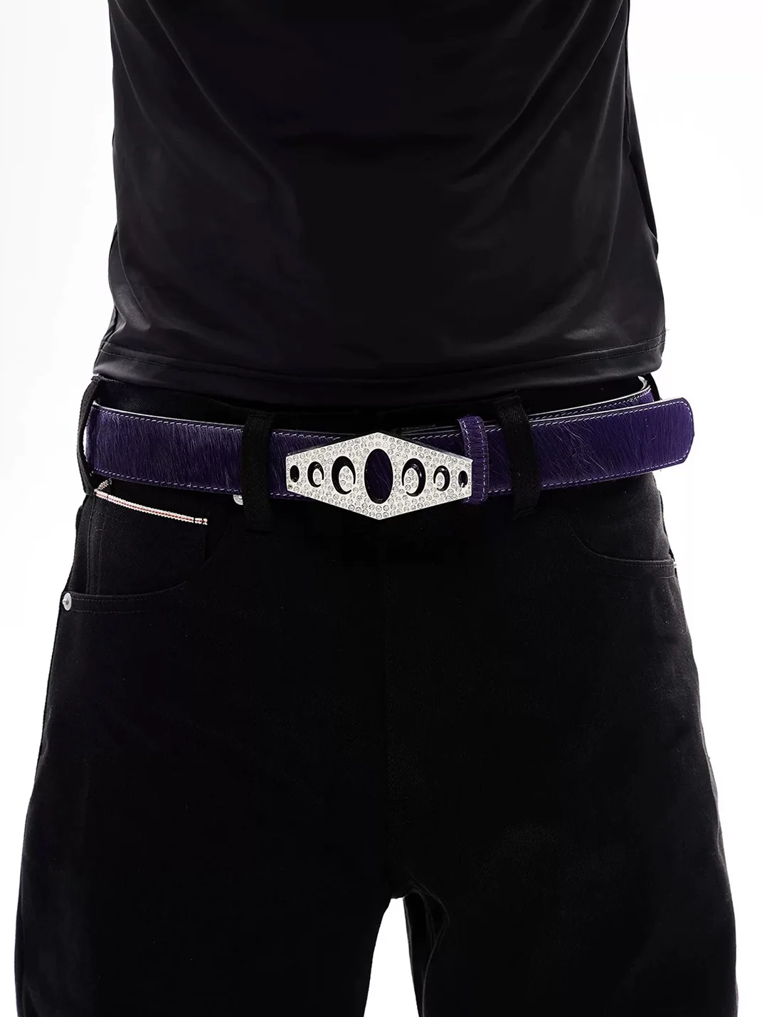 KARMANISTIC | Polka Dot Rhinestone Logo Leather Belt
