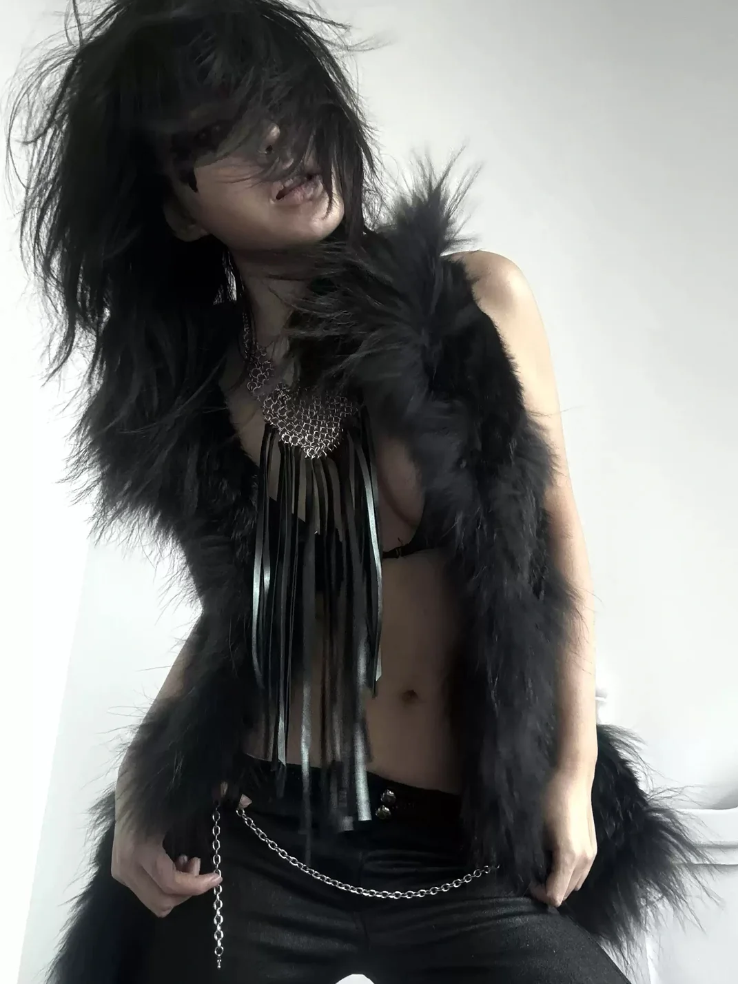 Imdelusion | Gothic Leather Fringe Necklace And Pants Chain