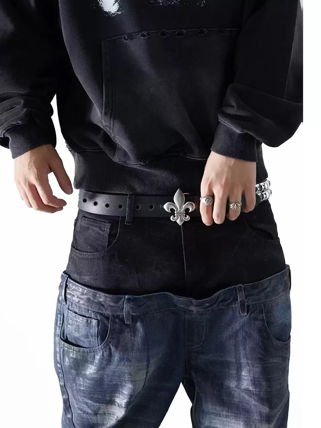 99CLUB | Adjustable Iris Flower Studded Punk Belt