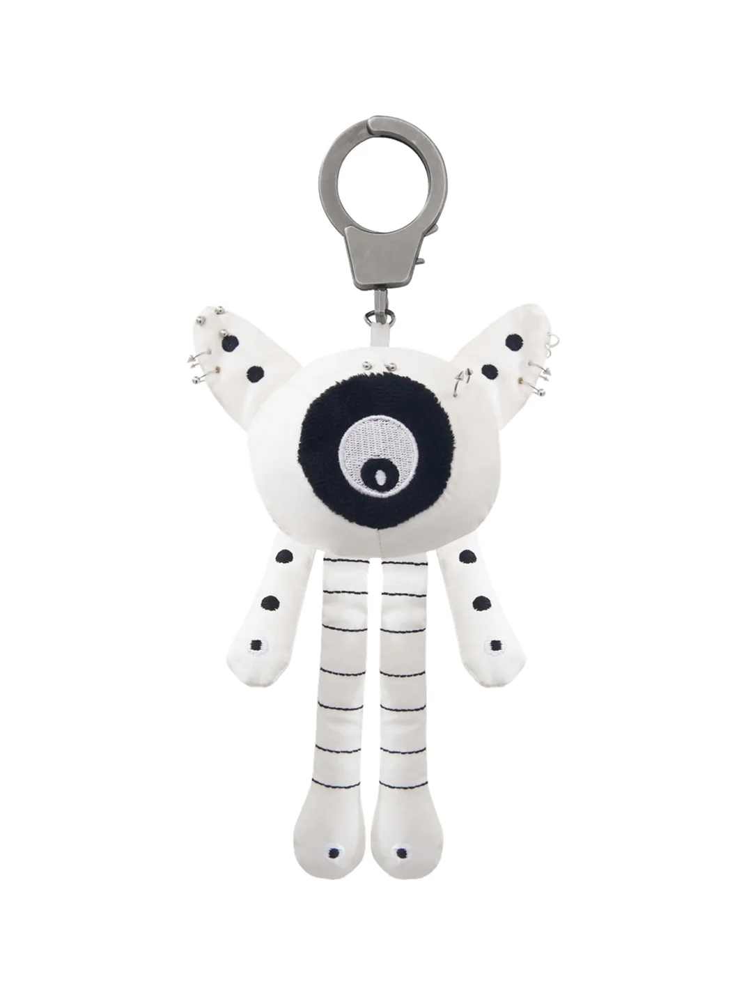 Imdelusion | Studded Black And White Polka Dot Plush Keychain