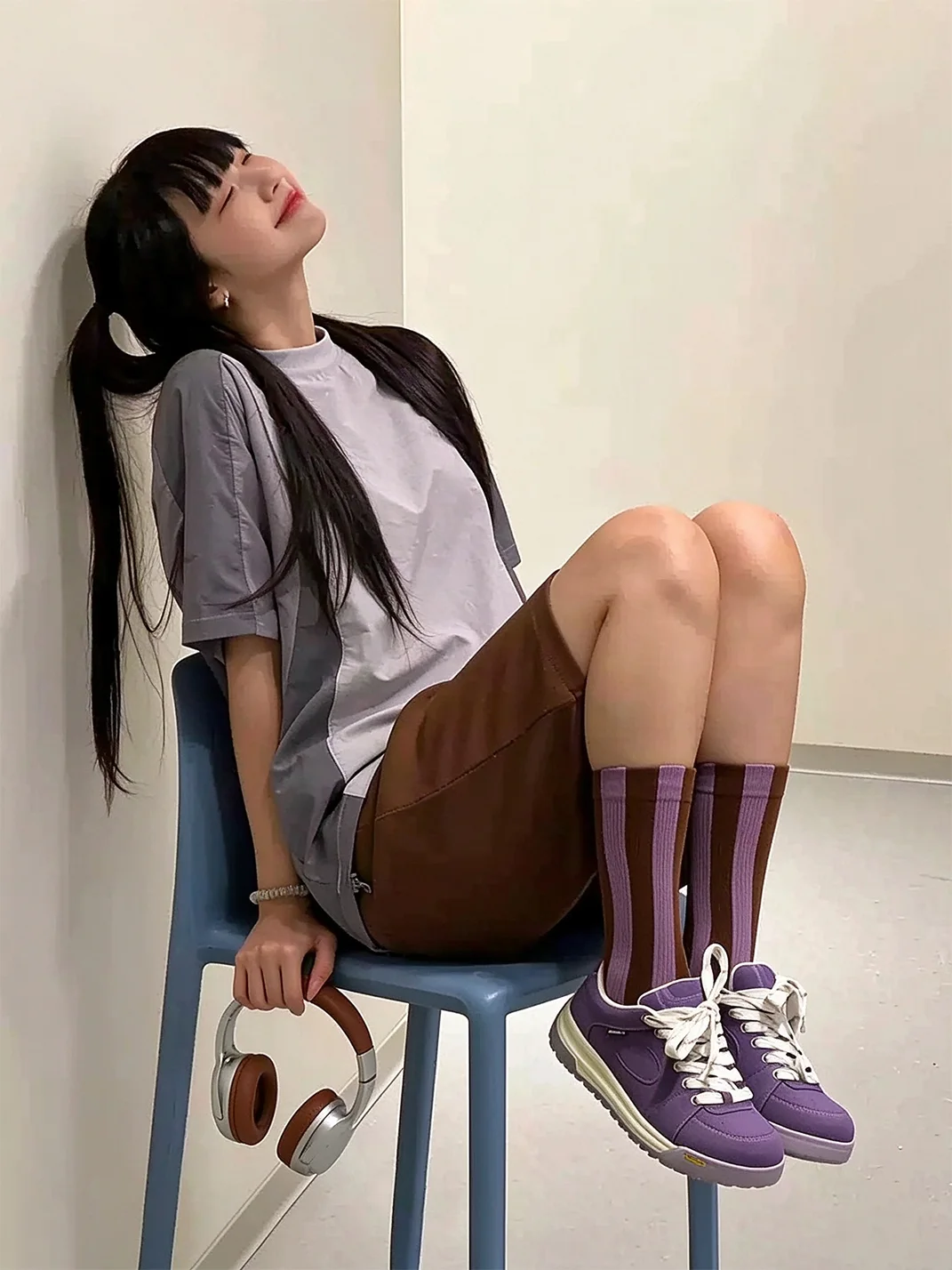 Mule Donkey | Purple Retro Thick-Soled Skate Sneakers