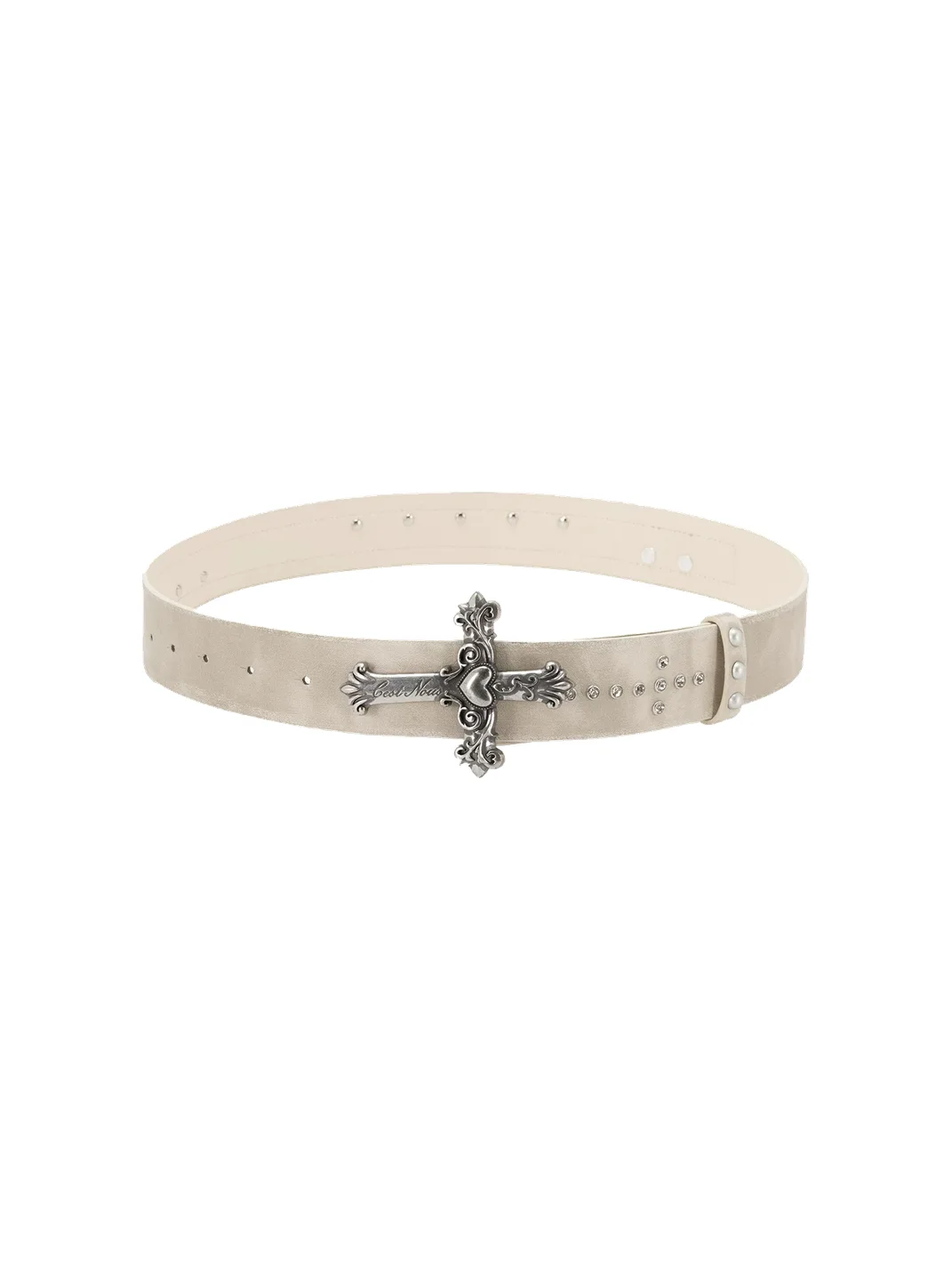 Cest Nous | Vintage Carved Cross Buckle Studded Women's Belt