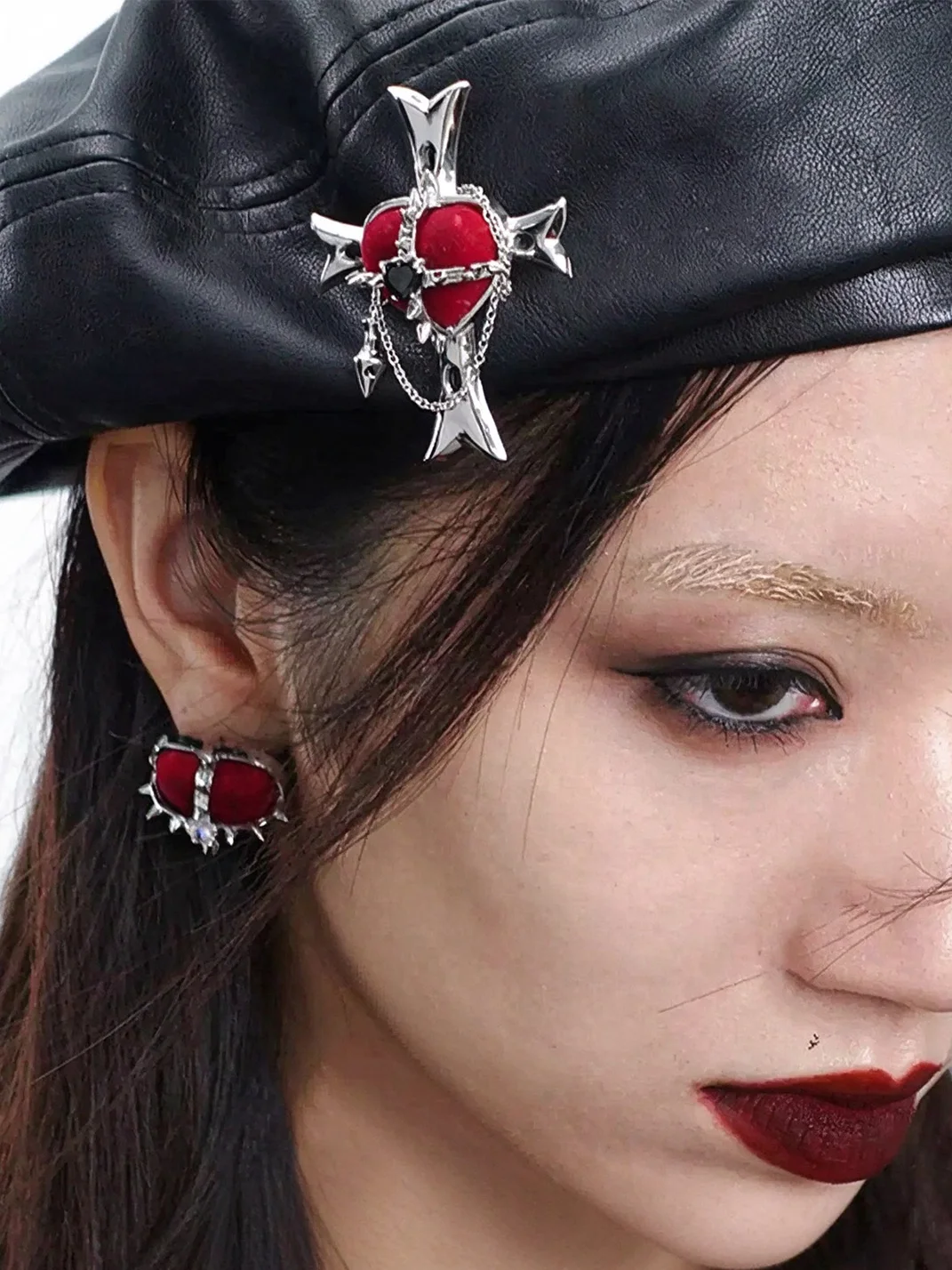 OCTO VITA | Heart Velvet Cross Brooch