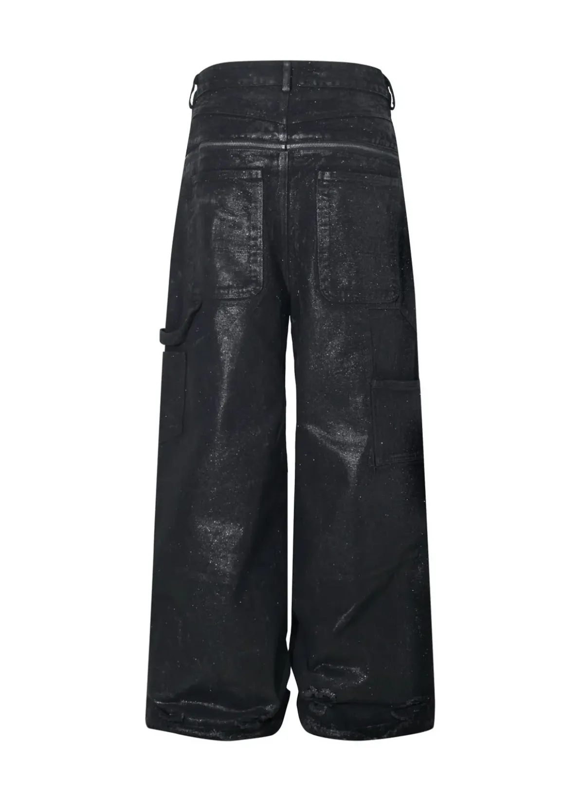 BE A DEVIL | Hand-Waxed Brush Silver Damaged Wide-Leg Pants