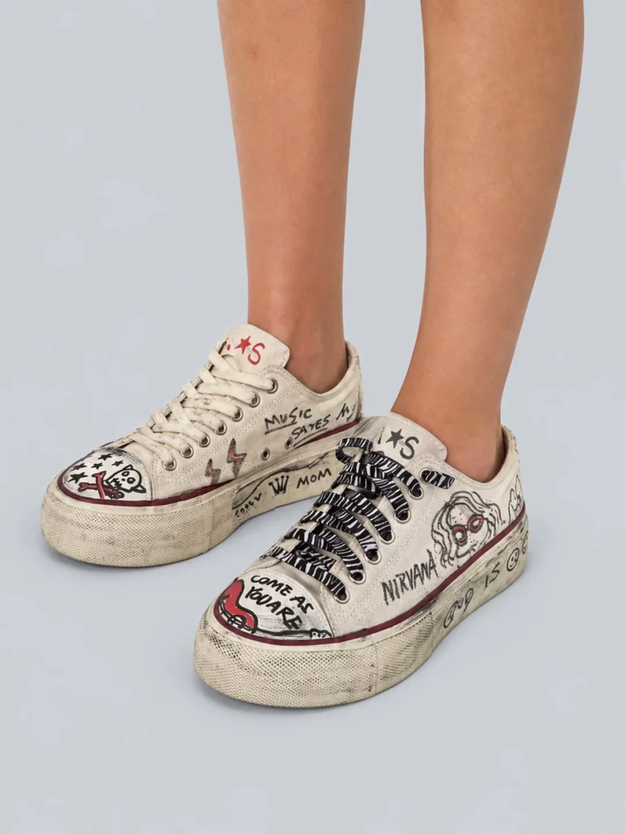 Rs by RebelSeed | Hand-Painted Graffiti Low-Top Platform Canvas Sneakers - 2