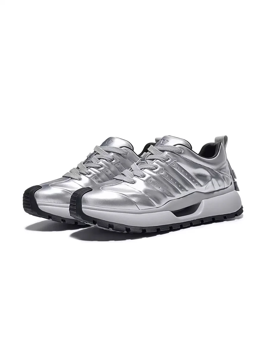 SALAXI | Silver Thick Sole Casual Sneakers - 3