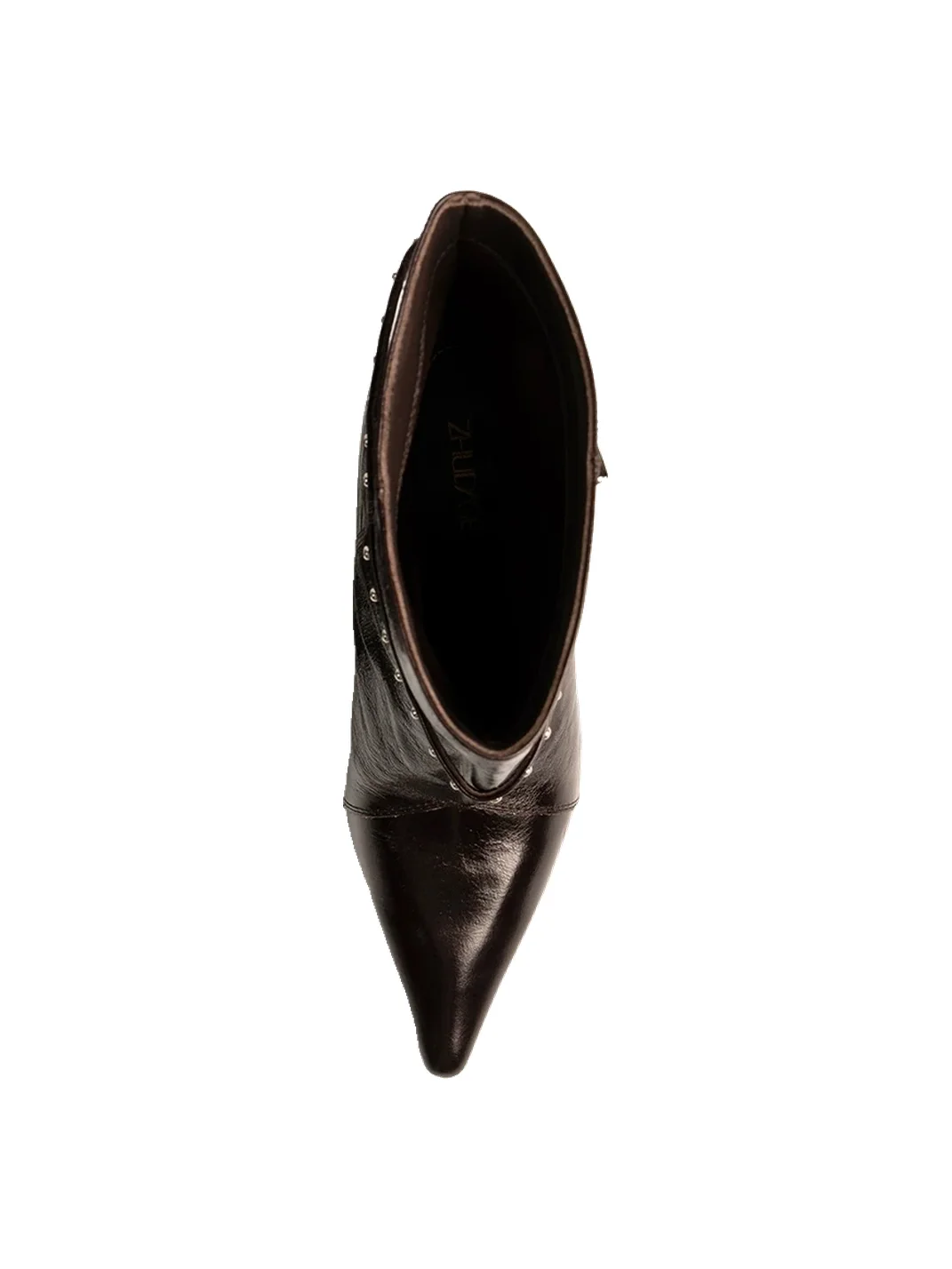 ZHUDAGE | Pointed-Toe Studded Buckle High-Heel Ankle Boots