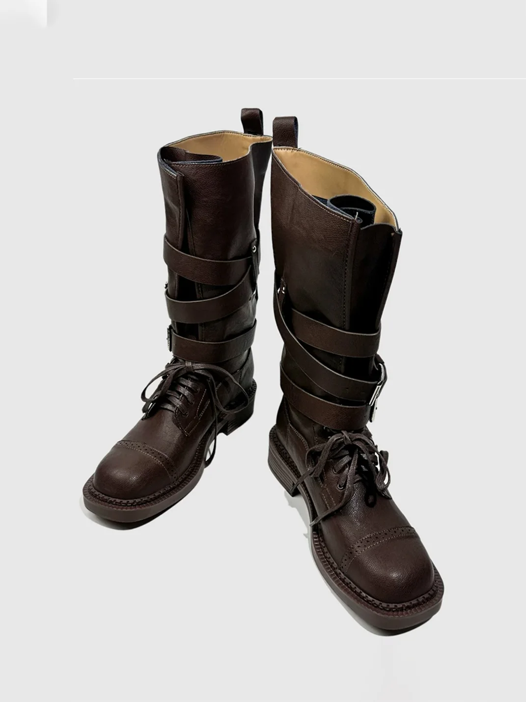 Visual focus | Distressed Caramel Brown Combat Boots