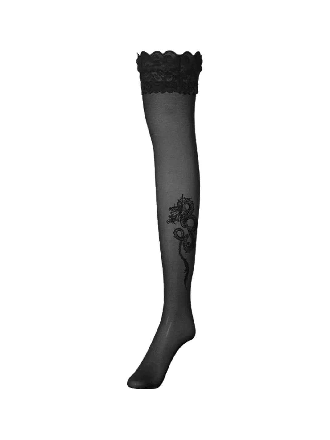 NOLA | Dragon Print Lace Over-Knee Stretch Stockings