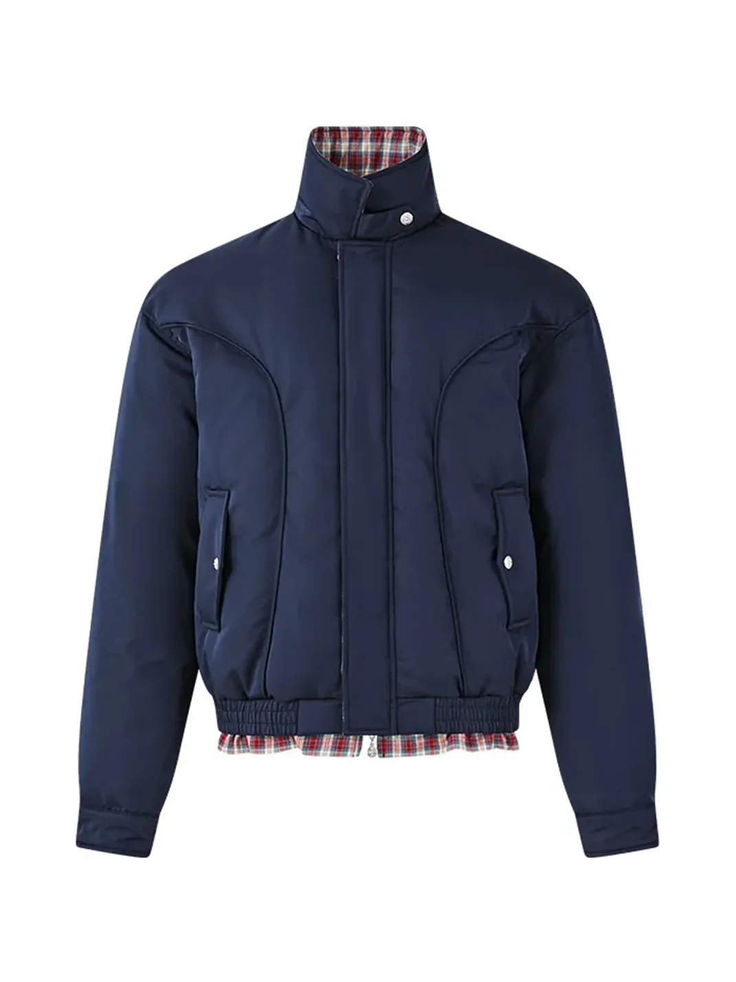 KREATE | Checkered Stand-Collar Harrington Jacket