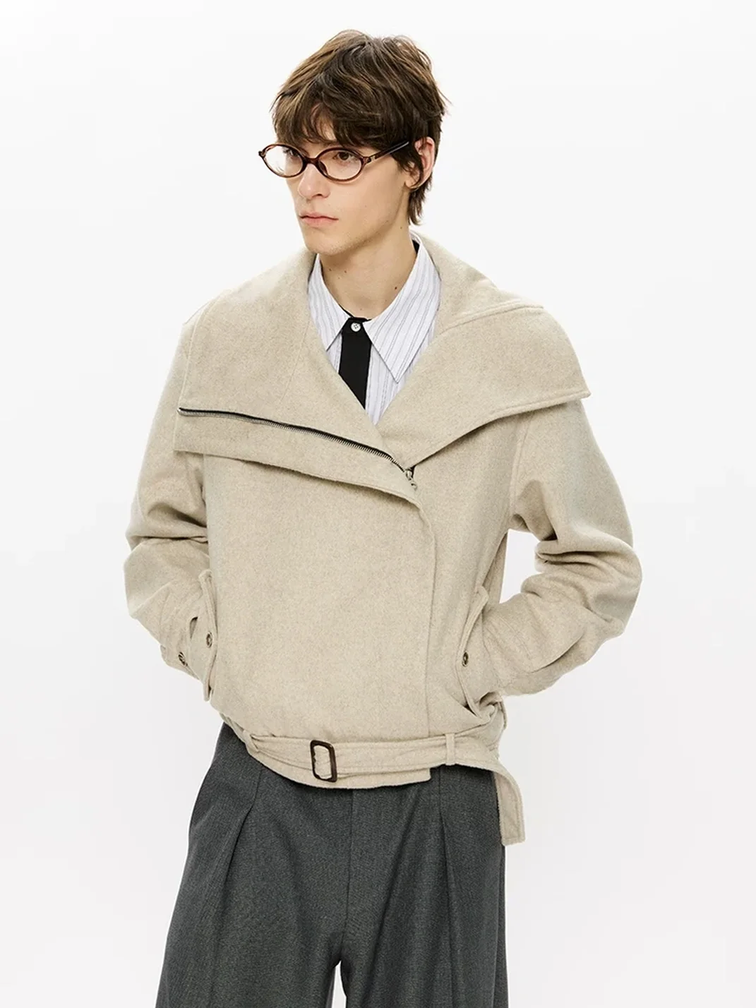 KREATE | Boxy Wool Jacket With Asymmetric Zipper